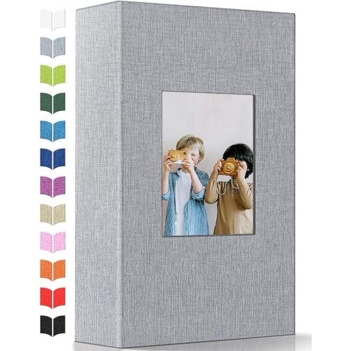 Photo Album 4x6 with 300 Pockets,Slip-in Picture Albums,Linen Cover Memory Book with Front Window,White Page Vertical Photo Book for Wedding,Family,Anniversare,Baby,Vacation