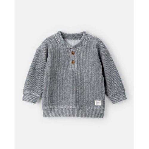 Baby Boy Ribbed Velour Pullover Sweatshirt - Grey - Carter's | Carter's