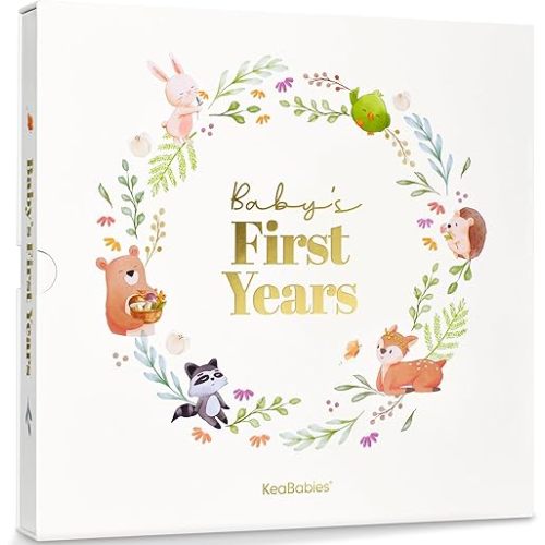 Keepsake Baby Memory Book, Girl, Boy - Beautiful First 5 Year Journal Book, 100 Pages Newborn Milestone Scrapbook, From Pregnancy to Age 5, First Time Mom Gifts for Baby Shower, Gender Neutral (Muse)