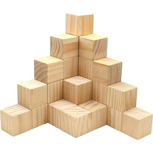 30 PCS 2 Inch Smoothed Wooden Cubes,Unfinished Wood Blocks for Crafts,Wood Square Blocks for Crafts,Shower Blocks to Decorate.