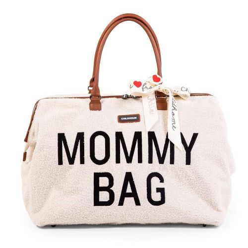 Childhome The Original Mommy Bag, Large Baby Diaper Tote Bag, Mommy Hospital Bag, Mommy Travel Bag, (Teddy White)