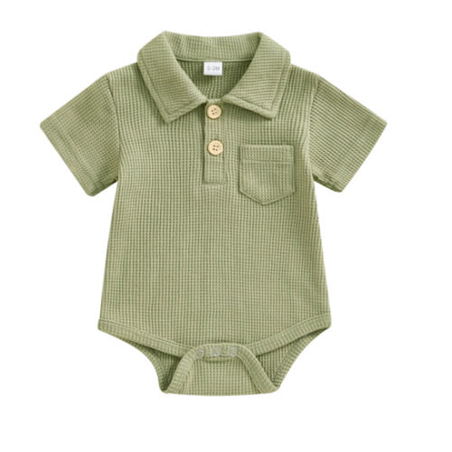 CODY Waffle Knit Polo Onesie - Hazel & Bo