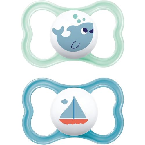 MAM Air Pacifiers (2 Pack), MAM Sensitive Skin Pacifier 6+ Months, Best Pacifier for Breastfed Babies, Baby Boy Pacifiers, 6-16 (Pack of 2)