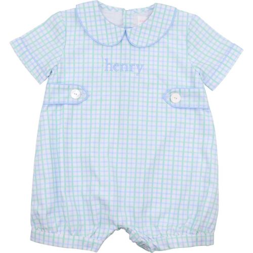 Green And Blue Windowpane Tab Short Romper