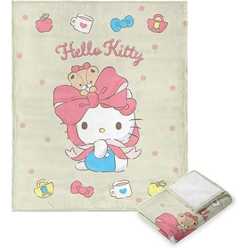 Northwest Sanrio Hello Kitty, Charms N Rainbows, Silk Touch Throw 40 x 50 Inches
