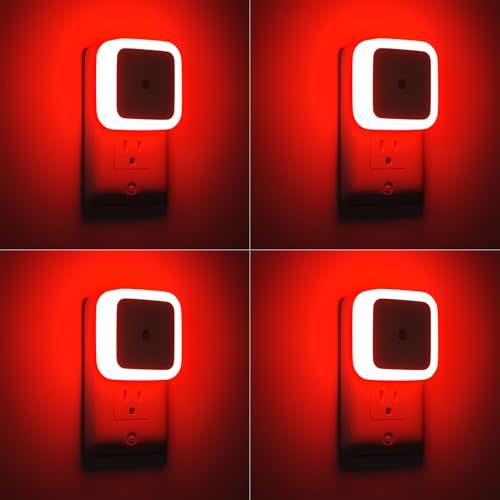 Sujeet Red Night Light, Night Lights Plug into Wall 4-Pack, Nightlight Plug in Night Light, Dusk to Dawn Night Lamp Led Night Lights for Adults Bedroom, Bathroom, Hallway