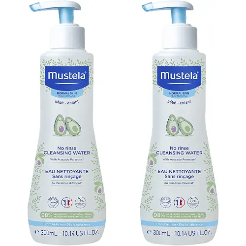 Mustela Baby Cleansing Water - No-Rinse Micellar Water - with Natural Avocado & Aloe Vera - for Baby's Face, Body & Diaper - 1 or 2-Pack - Various Sizes
