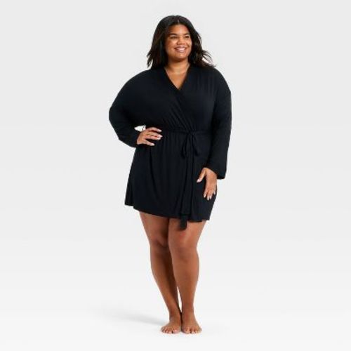 Women's Cloud Knit Robe - Auden™ Black 1X-2X