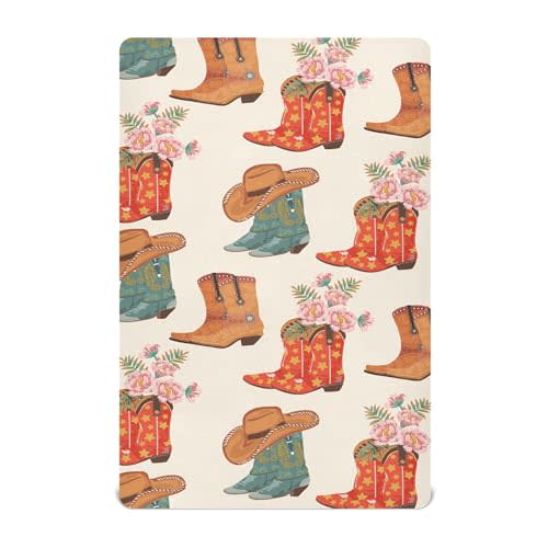 Mazeann Western Cowboy Cowgirl Crib Sheets Soft Breathable Fitted Baby Crib Sheets Mattress Cover for Girls Boy, 52" x 28" x 9"