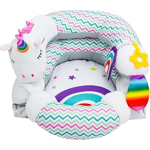 Lovvie & Joy 2-in-1 Tummy Time Mat & Seated Support Pillow,Baby Tummy Time Pillow Support for Newborns and Older Babies,with Detachable Support Pillow and Toys