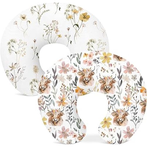 Nursing Pillow Covers 2 Pack, Breastfeeding Pillow Slipcovers Soft and Stretchy, Nursing Covers for Baby Girls Boys Newborn