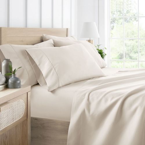 SIZE: Twin, COLOR: Ivory | Solid 4 Piece Sheet Set - Ultra Soft, Deep Pocket - Becky Cameron (Extra Pillow Cases!), Ivory, Twin