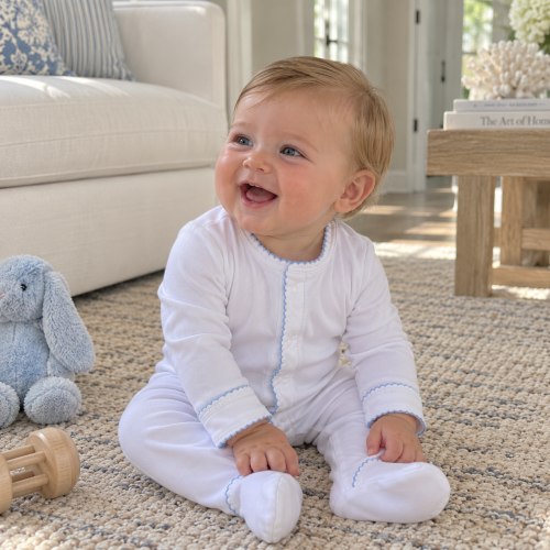 Henry Blue Pima Footie – Lowcountry Littlewear