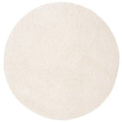 August Shag Ivory 10 ft. x 10 ft. Solid Round Area Rug