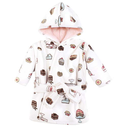 Hudson Baby Infant Girl Mink with Faux Fur Lining Pool and Beach Robe Cover-ups, Sweet Bakery, 0-6 Months