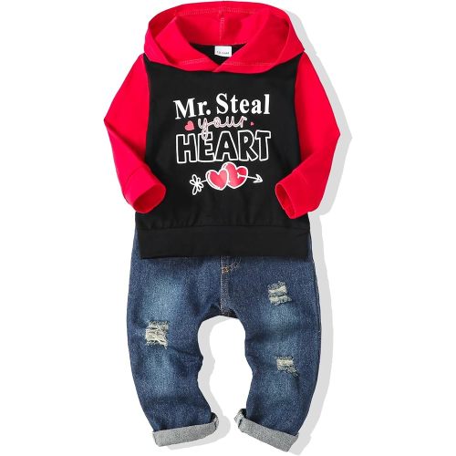 NZRVAWS Baby Boy Clothes Toddler Boy Outfit 2 3 4T 6 12 18 24 Month Fall Winter Hoodie Ripped Jeans Clothing