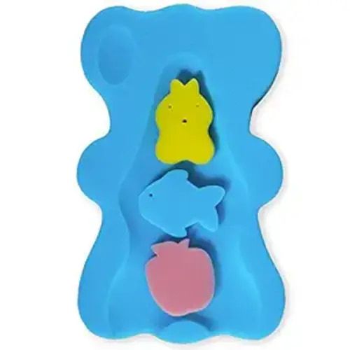 Soft Infant Bath Sponge Skid Proof Baby Bath Mat Newborn Odor Free (Blue)