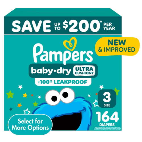 Pampers Baby Dry Ultra Baby Diapers Size 3, 164 Count (Select for More Options)