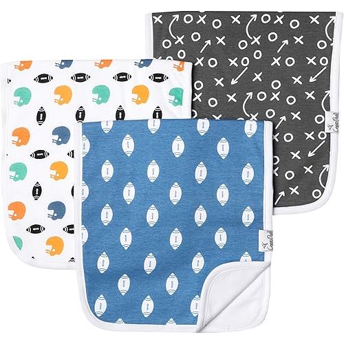 Copper Pearl Baby Burp Cloth Large 21''x10'' Size Premium Absorbent Triple Layer 3-Pack Gift Set “Quarterback