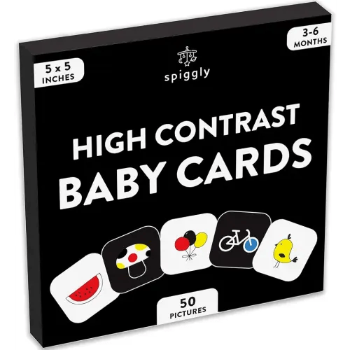 High Contrast Baby Flashcards Black White Color Newborn Brain Development Toys Visual Stimulation Learning Activity Cards 50 Pictures for Newborn Activities Educational Infants Gift 3-6 Months