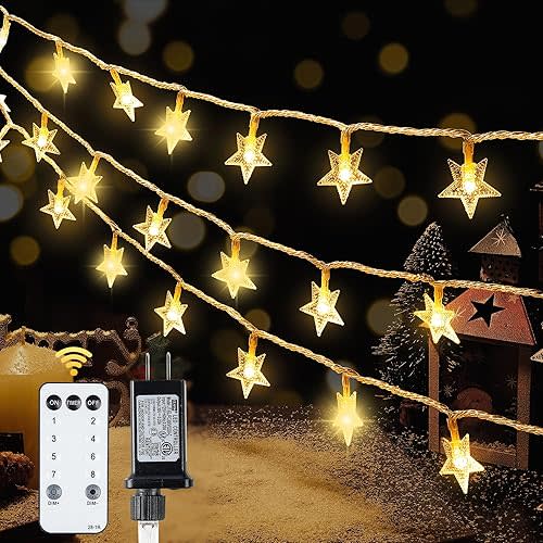 Warm White Star String Lights, 39FT Plug in Fairy Twinkle Lights