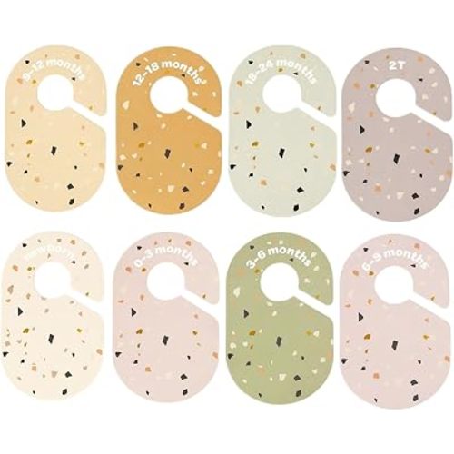 Baby Closet Dividers Organizer, 8 Pack Newborn Wardrobe Baby Cloth Sorting Tags Organizers, Double-Sided Babys Clothes Size Hanger Organizer from Newborn to 24 Months (Colorful)