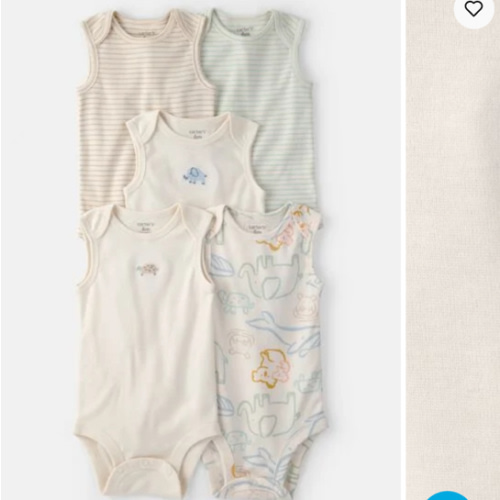 Baby 5-Pack Sleeveless Multipack Animal Bodysuits - Cream | Carter's