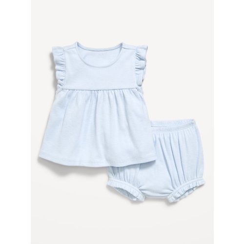 Ribbed Flutter-Sleeve Top and Shorts Set for Baby