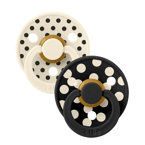 STUDIO Colour Pacifiers 2 Pack Polka - Ivory/Black