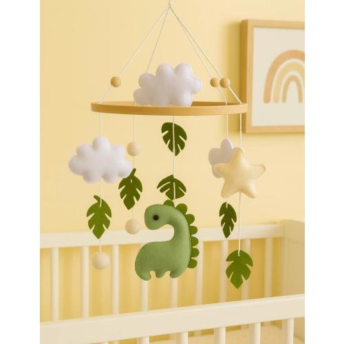 Dinosaur mobile, dino nursery decor, personalized mobile with cute dinosaur, felt baby mobile, small baby mobile with clouds, baby mobile