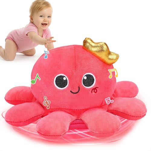 Tsomtto Baby Girl Toys, Musical Crawling & Walking Octopus Plush Light up Stuffed Animal Dancing Girl Gifts Music Sensory Infant Toy Learning Newborn Baby Girls First Birthday Gifts