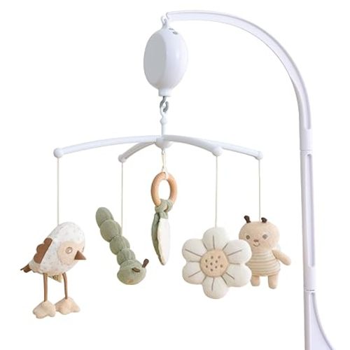 Crib Mobile 35 Lullaby Music, Cotton Baby Mobiles for Cribs & Pack N Play, Easy to Install, Stuffed Animals Hanging Toys Newborn Boys & Girls, Caterpillar