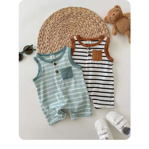 2pcs/Set Baby Boy Casual Striped Color Block Tank Top & Shorts Set, Suitable For Spring & Summer | SHEIN USA