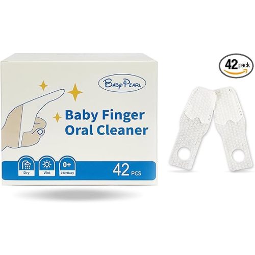 Baby Tongue Cleaner Newborn Finger Toothbrush, 42 Count Disposable Wet and Dry Use Baby Mouth Cleaner, Newborn Oral Care Clean 0-36 Months Toddler Teeth, Gums, Tongue Coating