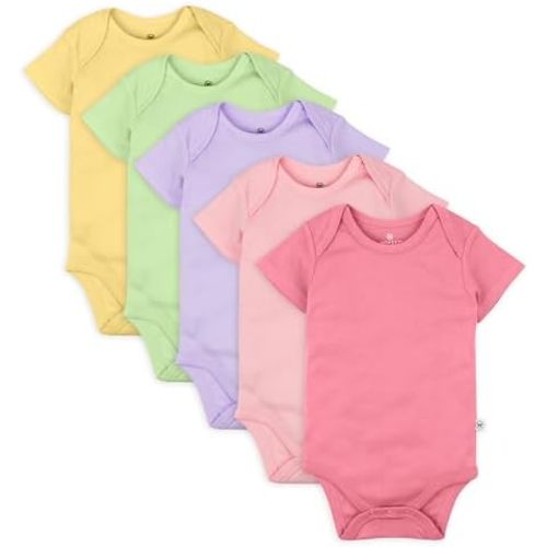 HonestBaby Baby 5-pack 100% Organic Cotton Short Sleeve One-piece Bodysuit