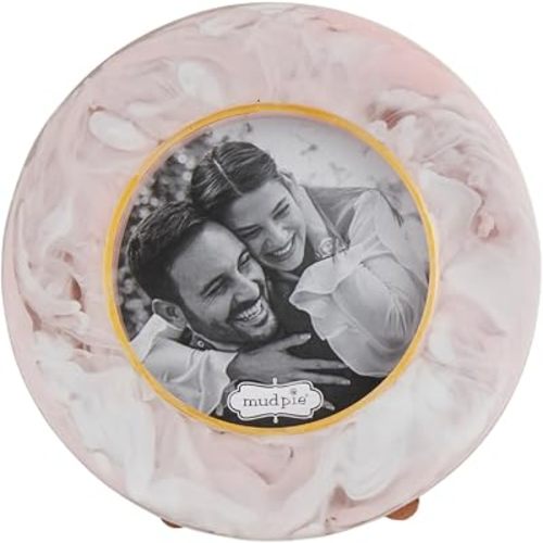 Mud Pie Pink Resin Small Frame; round 4 1/2" dia