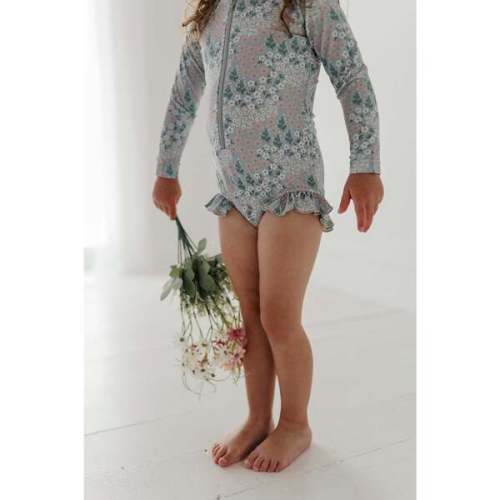 Girl's One-Piece Ruffle Rash Guard Swimsuit Makeup - Babysprouts | Maisonette