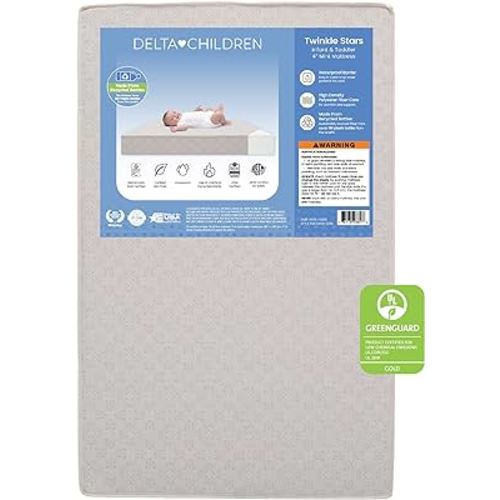 Delta Children Twinkle Stars 4" Mini Crib Mattress,Firm, Royal Blue