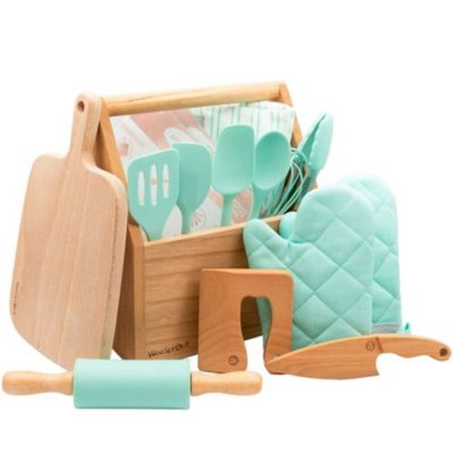 WeeSprout Little Chef Kids Cooking & Baking Set, 14 Piece Cooking Set with Real Kitchen Tools & Kids Apron, Baking Gift for Girls, Boys & Junior Chefs