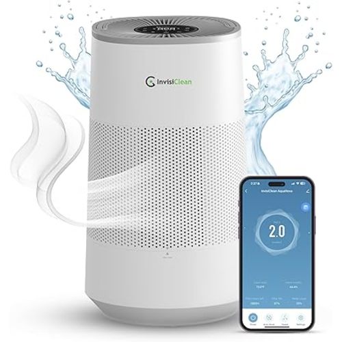 Air Purifier and Humidifier Combo All in One for Bedroom - Quiet 2 in 1 Smart Air Humidifier and Purifier for Home - Use Year-round for up to 1100 sq ft - InvisiClean AquaNova