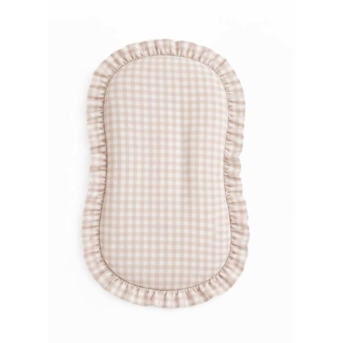 Beige Gingham Ruffle Lounger Cover -Neutral Soft Louger Cover - Baby Lounger Cover 100% Cotton Fabric - Washable lounger cover