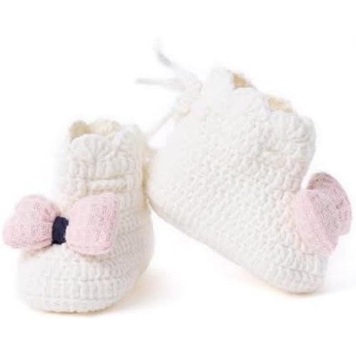 Baby Booties Newborn Walking Shoes Infant Hand Crochet Knit Cotton Sock Booties Soft Cozy Socks Slippers Indoor House Shoes for Baby Girl