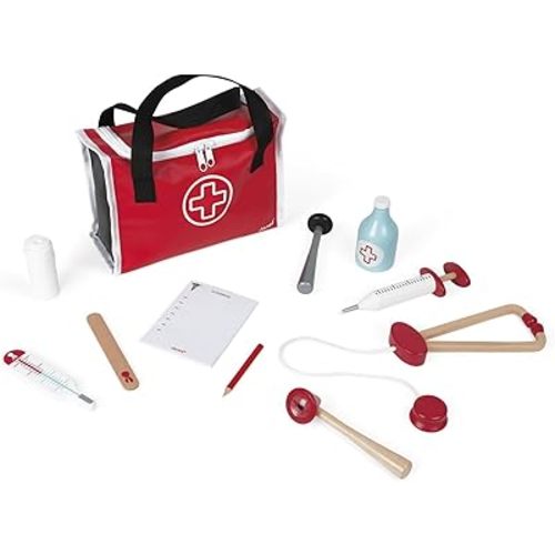 Janod Doctor's Suitcase - Play Set with 10 Accessories - Ages 3+ - J06513
