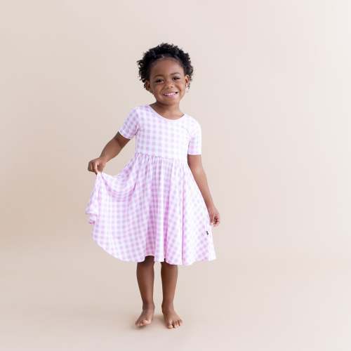 Twirl Dress in Gingham Thistle