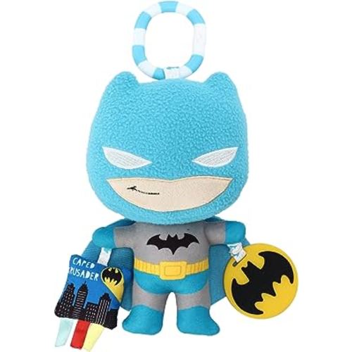 KIDS PREFERRED DC Comics The Batman Multi Sensory Activity Toy with Teethers, Crinkle Textures, and Clip for On The Go Fun for Infant and Baby Boys and Girls, Medium