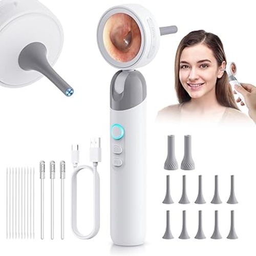1080P HD Otoscope Ear Camera for Family, Medical Grade 1.38" Screen, Telemedicine Ready, 12 Silicone Tips and 3 Adhesive Ear Sticks, Photo/Video, Type-C Charging, Home Medical