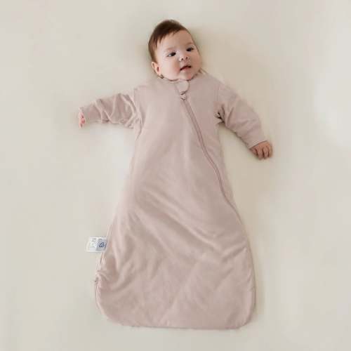 All Season Long Sleeve Sleep Sack 1.0 TOG - Organic Cotton & Camel Wool - Dusty Pink