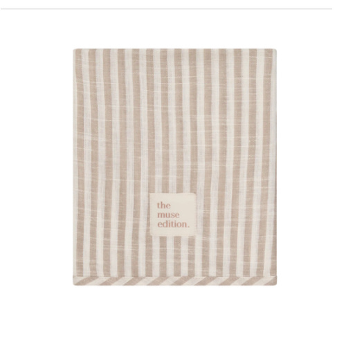 Natural Stripe Linen Baby Blanket