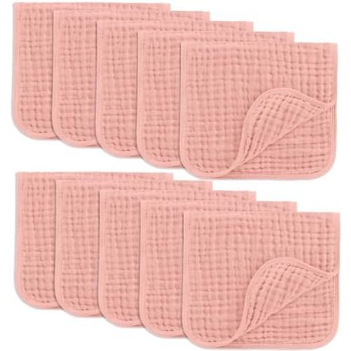 Muslin Burp Cloths 20x10 - Bold Blush (10pk)