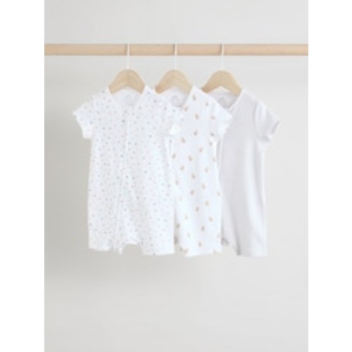 100% Cotton Two Way Zip Romper Sleepsuits 3 Pack (0mths-3yrs) from Next USA